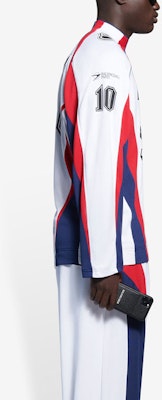 Balenciaga Long-Sleeve Hockey T-Shirt 'White/Red/Ink' Shop Balenciaga Long-Sleeve Hockey T-Shirt 'White/Red/Ink'