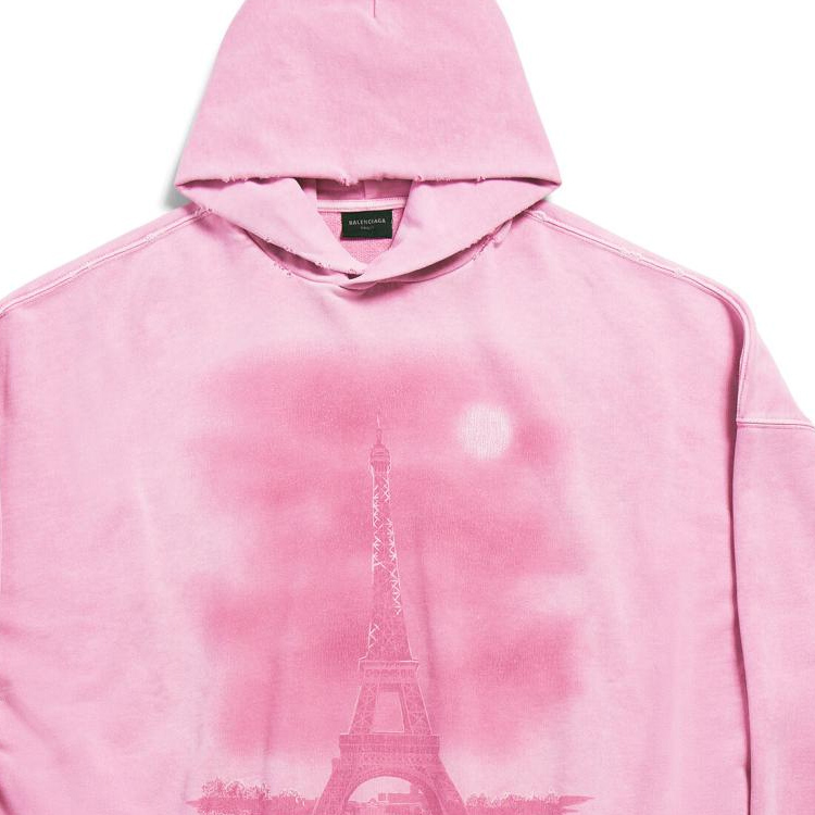 Cheap Balenciaga 寬鬆版字母印花連帽衫 淺粉色 男女通用款 744462TQVO25905