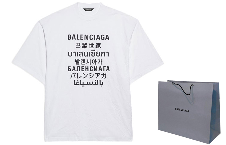 Balenciaga Loose Fit White Alphabet Print T-Shirt 641614TJVI39040 圖 4