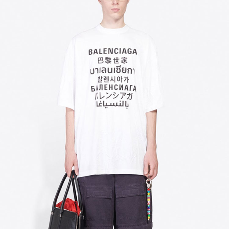 Balenciaga Loose Fit White Alphabet Print T-Shirt 641614TJVI39040 圖 5