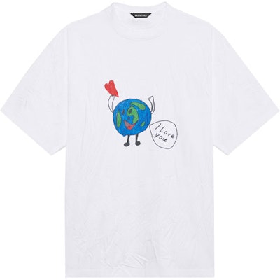 Balenciaga Love Earth Flatground Large Fit T-Shirt 'White' Buy Balenciaga Love Earth Flatground Large Fit T-Shirt 'White'