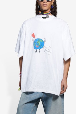 Balenciaga Love Earth Flatground Large Fit T-Shirt 'White' Lookbook Balenciaga Love Earth Flatground Large Fit T-Shirt 'White'