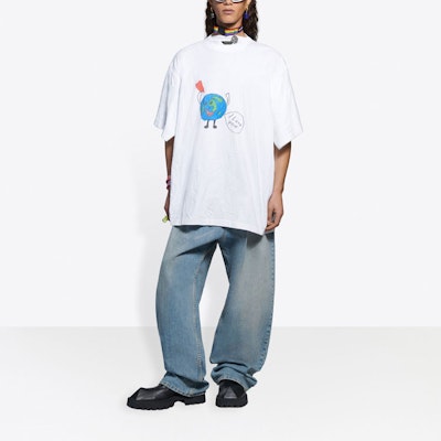 Balenciaga Love Earth Flatground Large Fit T-Shirt 'White' Details for Balenciaga Love Earth Flatground Large Fit T-Shirt 'White'