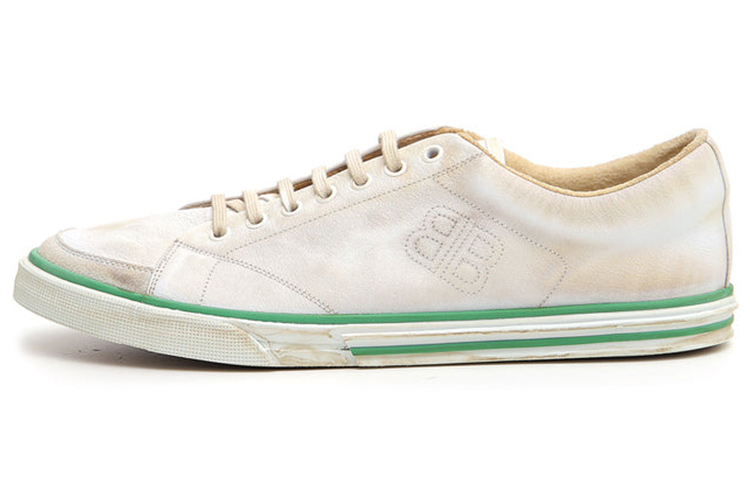 Balenciaga Low-Top Leather Sneakers 'Distressed White Green'