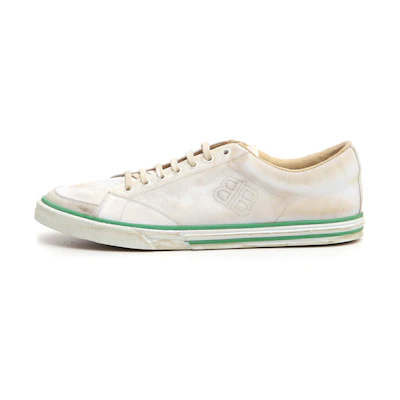 Balenciaga Low-Top Leather Sneakers 'Distressed White Green'