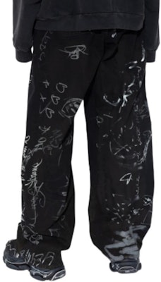 Balenciaga低腰寬鬆剪裁印花刺繡男女通用黑色長褲. 745223TNW111700 Shop Balenciaga低腰寬鬆剪裁印花刺繡男女通用黑色長褲. 745223TNW111700