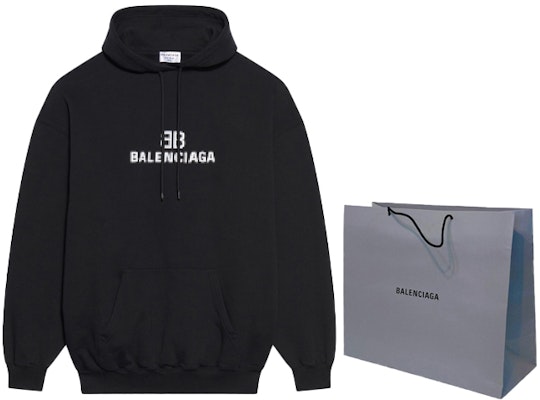 Balenciaga Medium Fit Hoodie 'Black/White' Lookbook Balenciaga Medium Fit Hoodie 'Black/White'