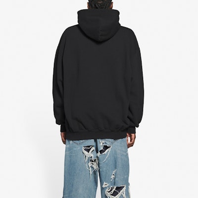 Balenciaga Medium Fit Hoodie 'Black/White' Purchase Balenciaga Medium Fit Hoodie 'Black/White'