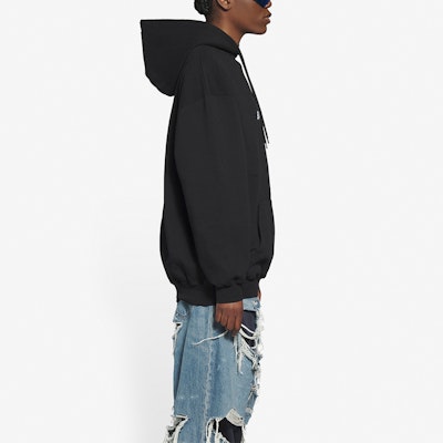 Balenciaga Medium Fit Hoodie 'Black/White' Details for Balenciaga Medium Fit Hoodie 'Black/White'