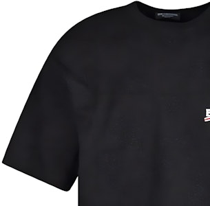 バレンシアガ メンズ ルーズフィット コカコーラ刺繍 ブラックTシャツ. 641675TKVJ11070 1