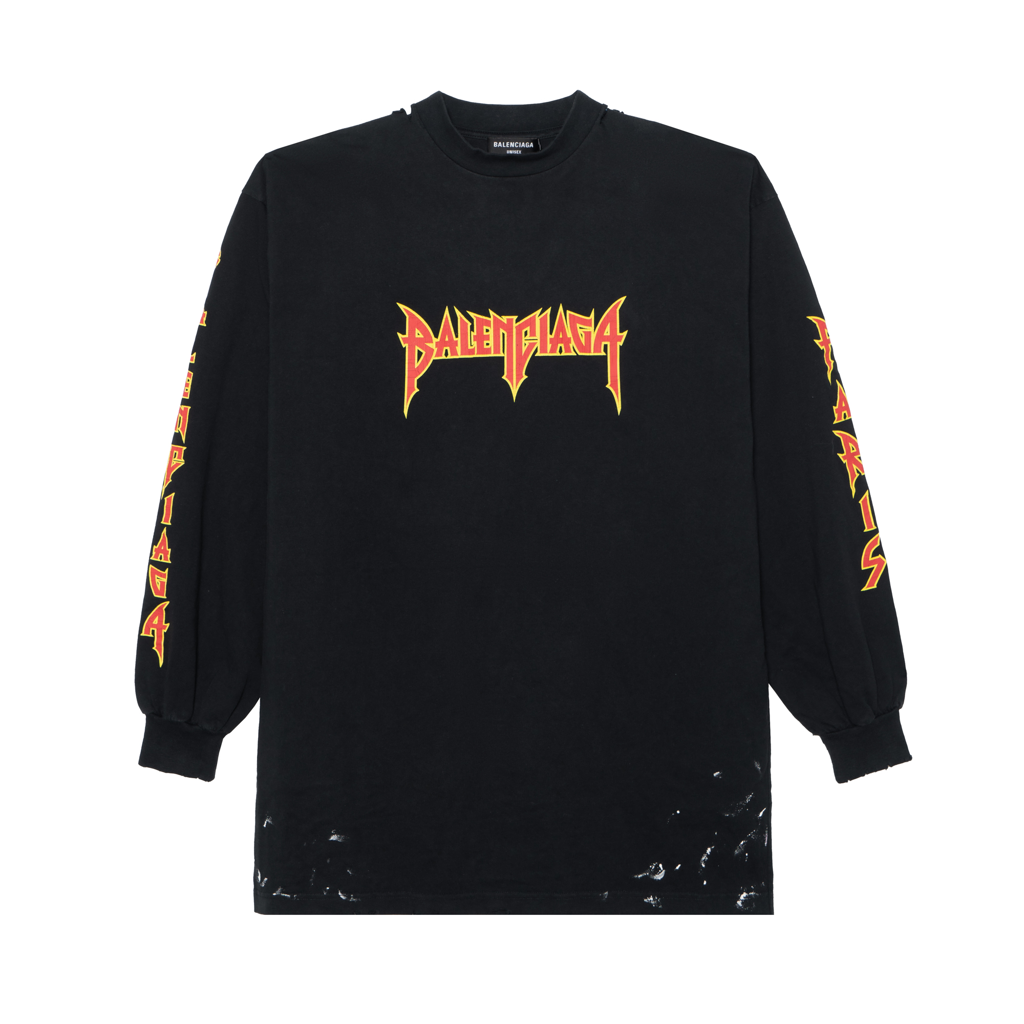 Balenciaga Metallica Lightning Logo Crewneck Sweatshirt Black Long Sleeve 693949TMV881055