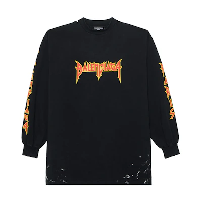 Balenciaga Metallica Lightning Logo Crewneck Sweatshirt Black Long Sleeve 693949TMV881055