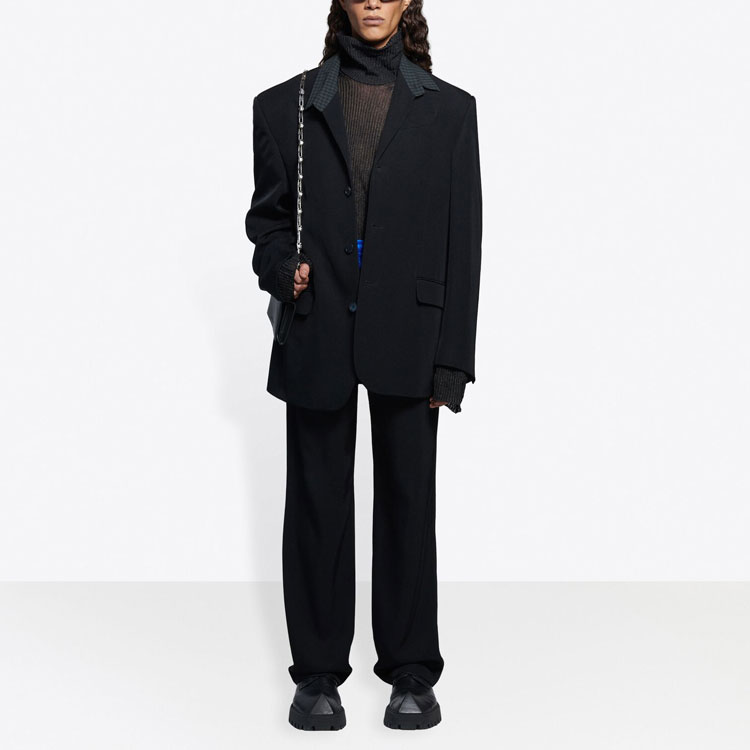 Purchase バレンシアガ モノクローム シングルブレスト ブレザー ユニセックス ブラック 658941TKT011000