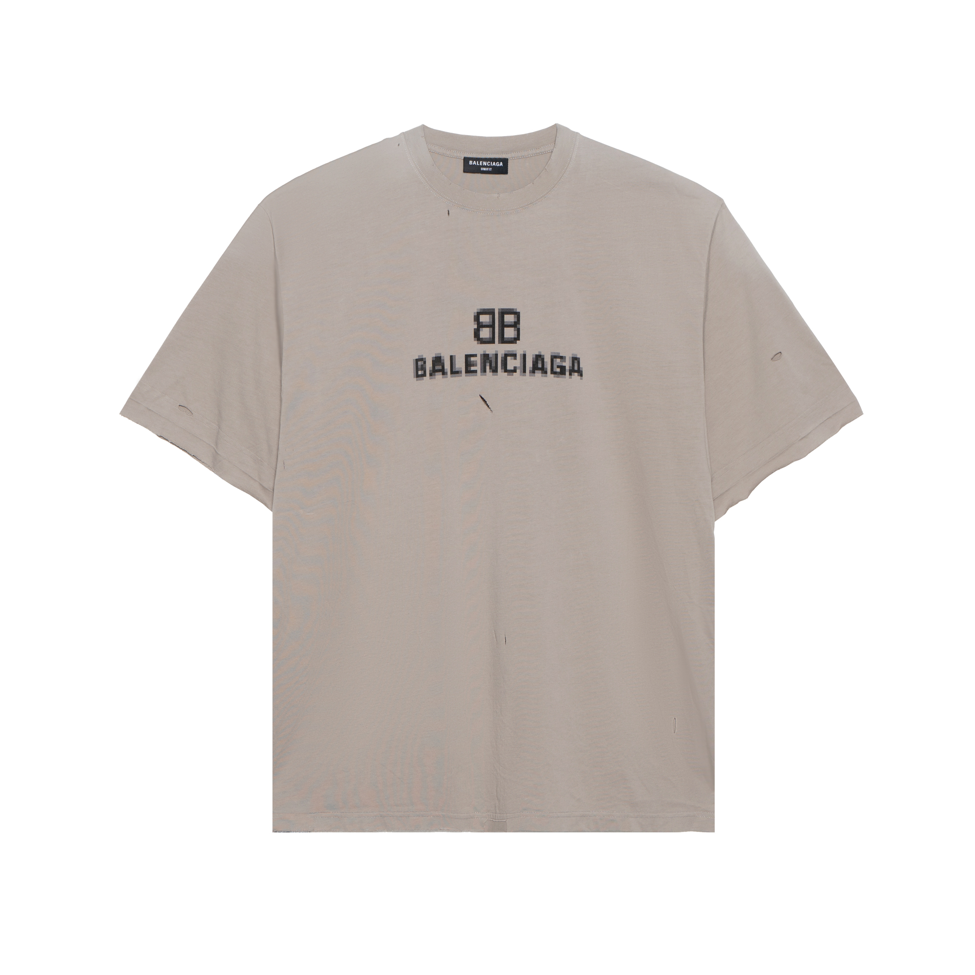 Order 巴黎世家馬賽克模糊Logo BB寬鬆破壞灰色短袖男裝 651795TKVF58174