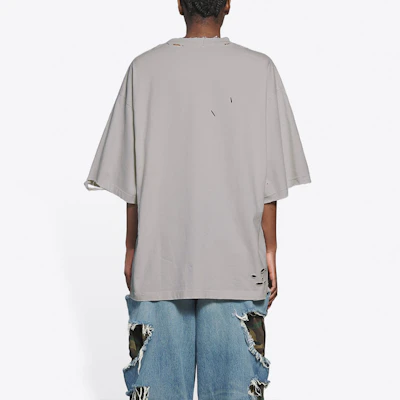 巴黎世家馬賽克模糊Logo BB寬鬆破壞灰色短袖男裝 651795TKVF58174 Cheap 巴黎世家馬賽克模糊Logo BB寬鬆破壞灰色短袖男裝 651795TKVF58174