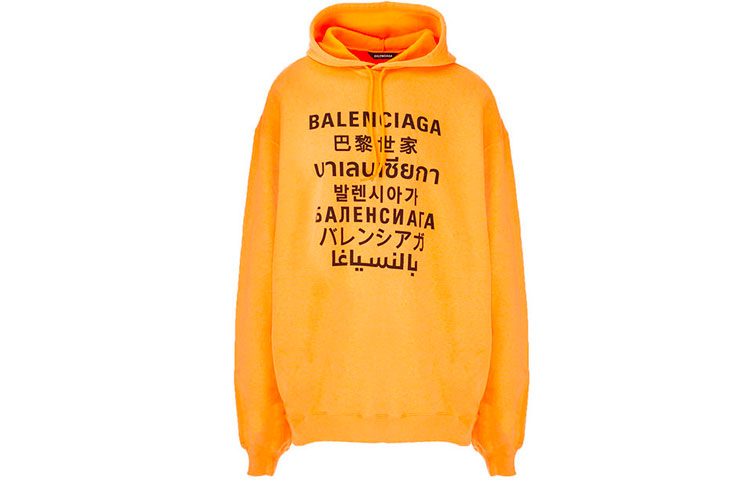 Balenciaga Multilingual Logo Hoodie Orange - Loose Fit 641679TJVI67513