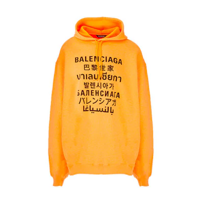 Balenciaga Multilingual Logo Hoodie Orange - Loose Fit 641679TJVI67513