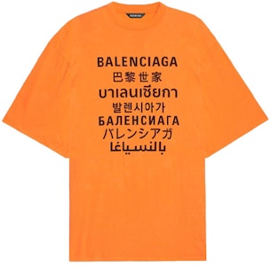 Camiseta Naranja Balenciaga con Texto Multilingüe Impreso. 641614TJVI37513 Order Camiseta Naranja Balenciaga con Texto Multilingüe Impreso. 641614TJVI37513