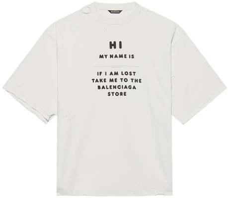 Balenciaga My Name Is Wide Fit Letter Print Vintage Knit T-Shirt White Mens. 661715TKVF19081 Order Balenciaga My Name Is Wide Fit Letter Print Vintage Knit T-Shirt White Mens. 661715TKVF19081