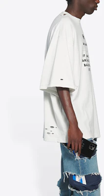 Balenciaga My Name Is Wide Fit Letter Print Vintage Knit T-Shirt White Mens. 661715TKVF19081 Details for Balenciaga My Name Is Wide Fit Letter Print Vintage Knit T-Shirt White Mens. 661715TKVF19081