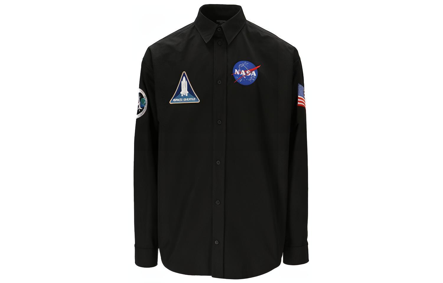 Balenciaga NASA Collection Embroidered Long Sleeve Shirt Black () 663076TYB181000