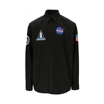 Balenciaga NASA Collection Embroidered Long Sleeve Shirt Black () 663076TYB181000