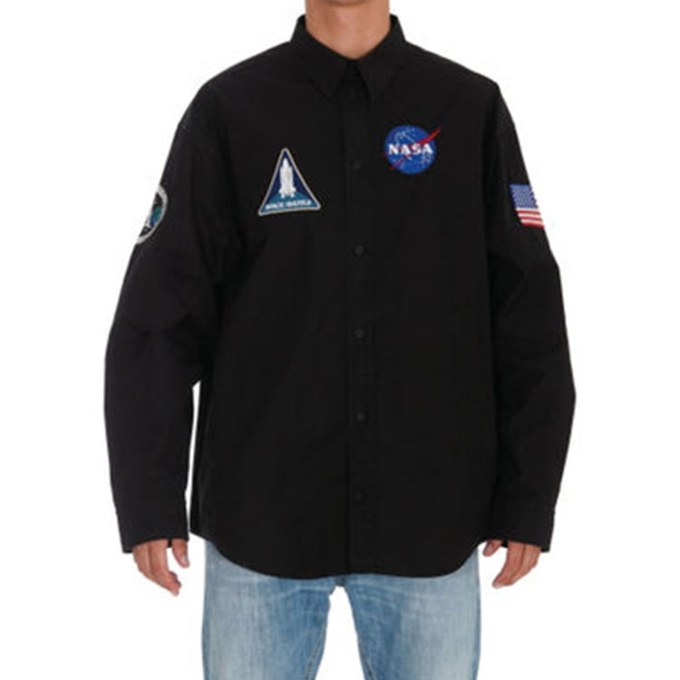 Details for Balenciaga NASA Collection Embroidered Long Sleeve Shirt Black () 663076TYB181000