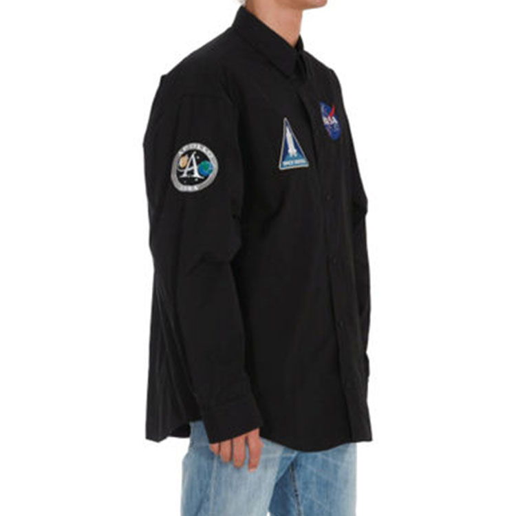 Cheap Balenciaga NASA Collection Embroidered Long Sleeve Shirt Black () 663076TYB181000