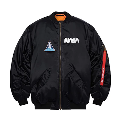 Balenciaga NASA Space Logo Pilot Long Sleeve Jacket Black. 663083TYD311000