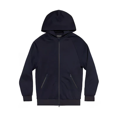 Balenciaga Navy Blue Slim-Fit Solid Zip-Up Hoodie 770503TMV158065