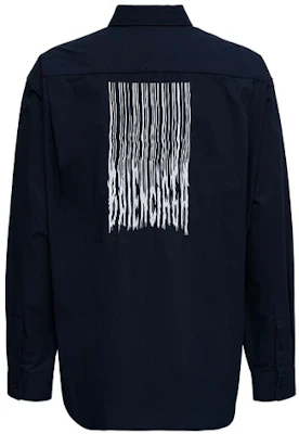 Balenciaga 海軍藍條紋印花長袖襯衫 經典剪裁。 662982TKM028065 Lookbook Balenciaga 海軍藍條紋印花長袖襯衫 經典剪裁。 662982TKM028065