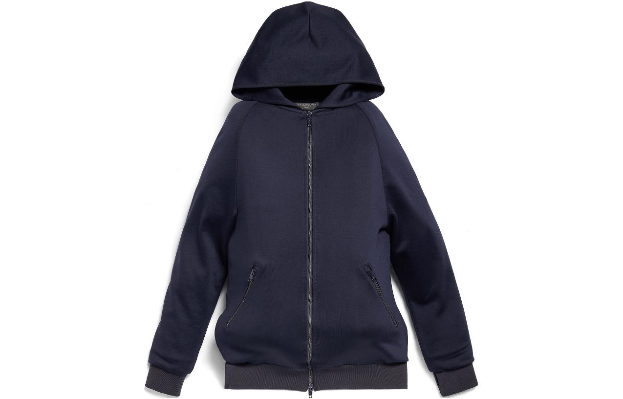 Balenciaga Navy Blue Unisex Zip Hoodie Jacket Regular Fit Casual Style 768921TMV158065