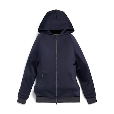 Balenciaga Navy Blue Unisex Zip Hoodie Jacket Regular Fit Casual Style 768921TMV158065