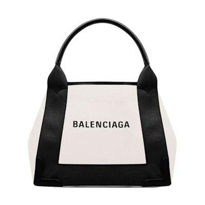 Balenciaga Navy Cabas Tote Bag XS Light Beige/Black
