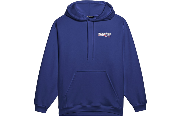 Balenciaga Navy Logo Print Hooded Sweatshirt 600583TIV531195