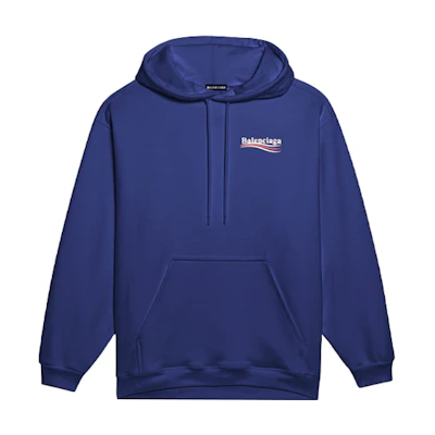 Balenciaga Navy Logo Print Hooded Sweatshirt 600583TIV531195