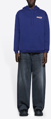 巴黎世家海軍藍Logo印花連帽衫 600583TIV531195 Shop 巴黎世家海軍藍Logo印花連帽衫 600583TIV531195