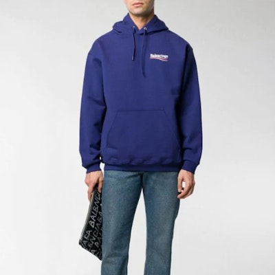 巴黎世家海軍藍Logo印花連帽衫 600583TIV531195 Purchase 巴黎世家海軍藍Logo印花連帽衫 600583TIV531195