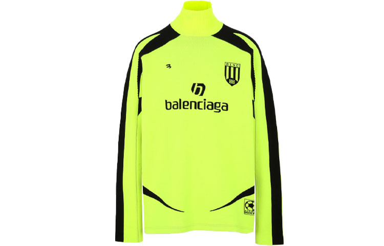 Balenciaga Neon Yellow Logo Print Pullover Hoodie Regular Fit 641797T61827110