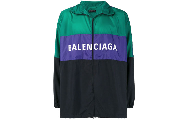Balenciaga Nylon Colorblock Track Jacket Unisex Green 534317TBO12
