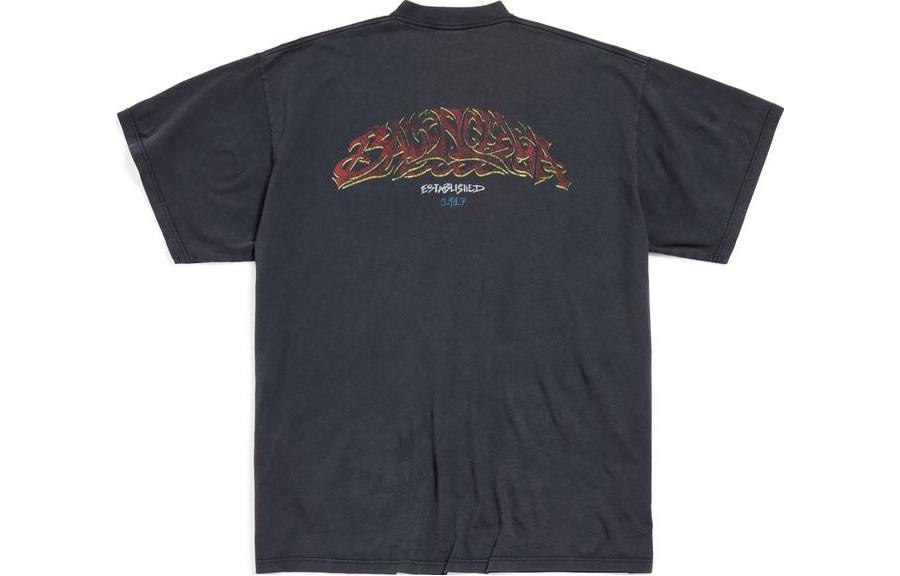 Balenciaga Offshore Black Graphic Print Unisex Oversized T-Shirt. 739028TPVM81568 圖 3