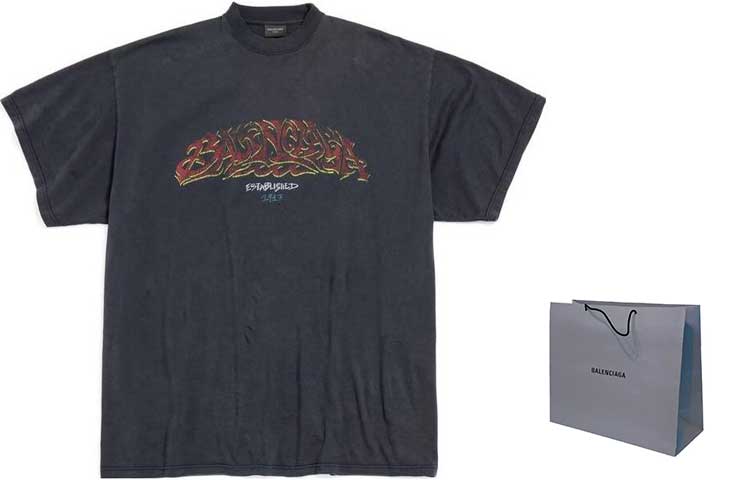 Balenciaga Offshore Black Graphic Print Unisex Oversized T-Shirt. 739028TPVM81568 圖 4