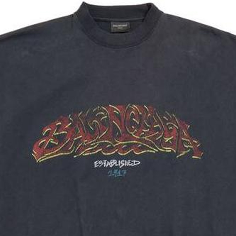 Balenciaga Offshore Black Graphic Print Unisex Oversized T-Shirt. 739028TPVM81568 圖 8