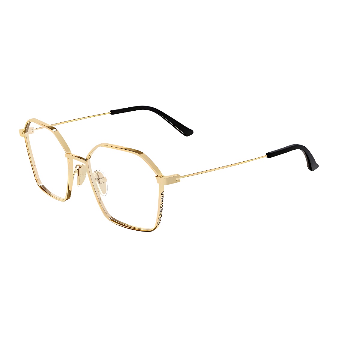 Balenciaga Optical Glasses Gold Metal Frame Unisex Irregular Shaped Design. BB0198O-002