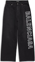 Balenciaga Outline Black Baggy Pants Relaxed Fit with Letter Print. 767981TNW111672 Balenciaga Outline Black Baggy Pants Relaxed Fit with Letter Print. 767981TNW111672
