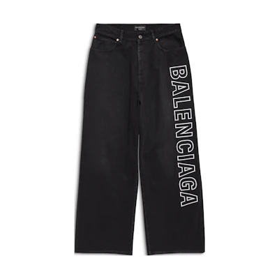 Balenciaga Outline Black Baggy Pants Relaxed Fit with Letter Print. 767981TNW111672