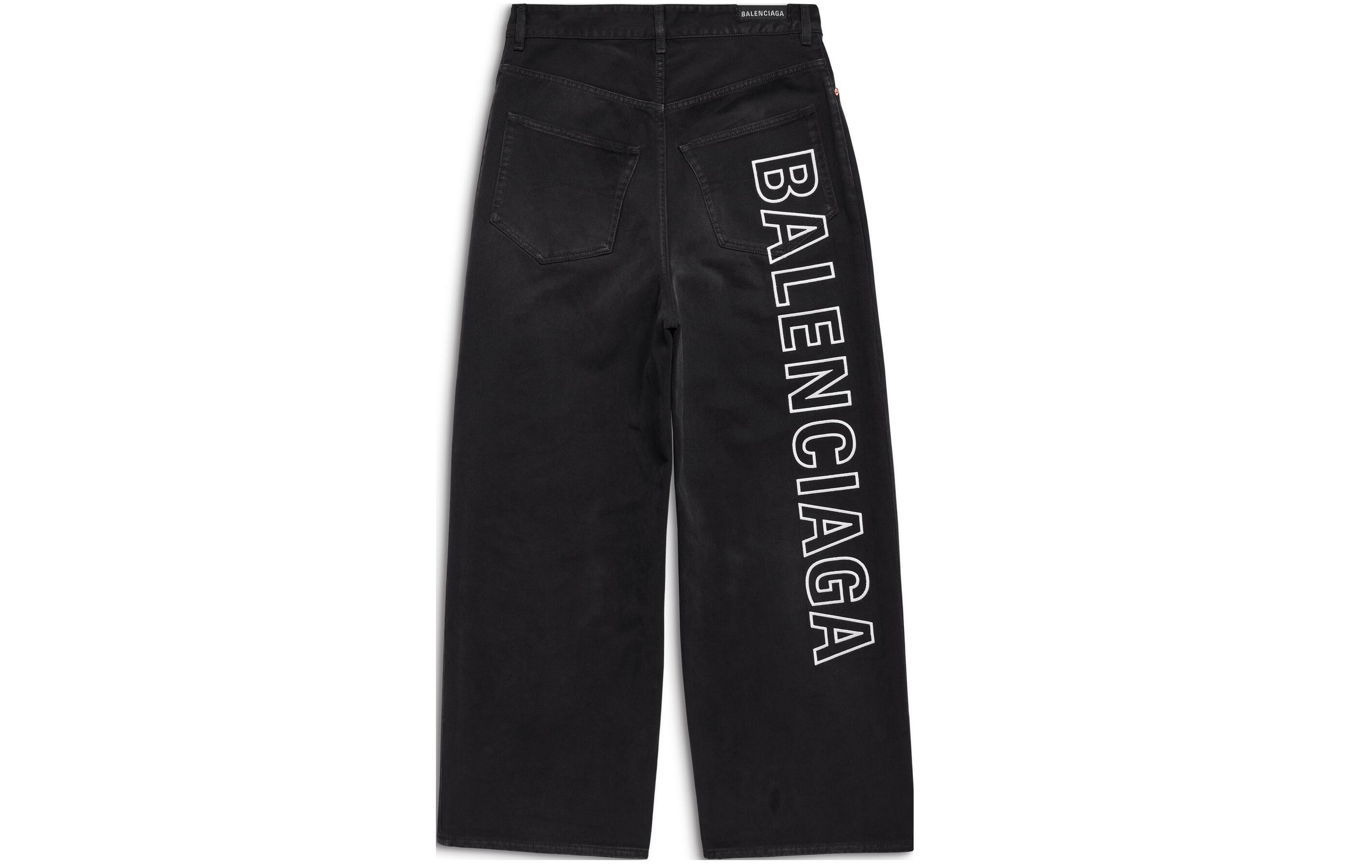 Lookbook 巴黎世家黑色寬鬆輪廓字母印花長褲 (休閒版型) 767981TNW111672