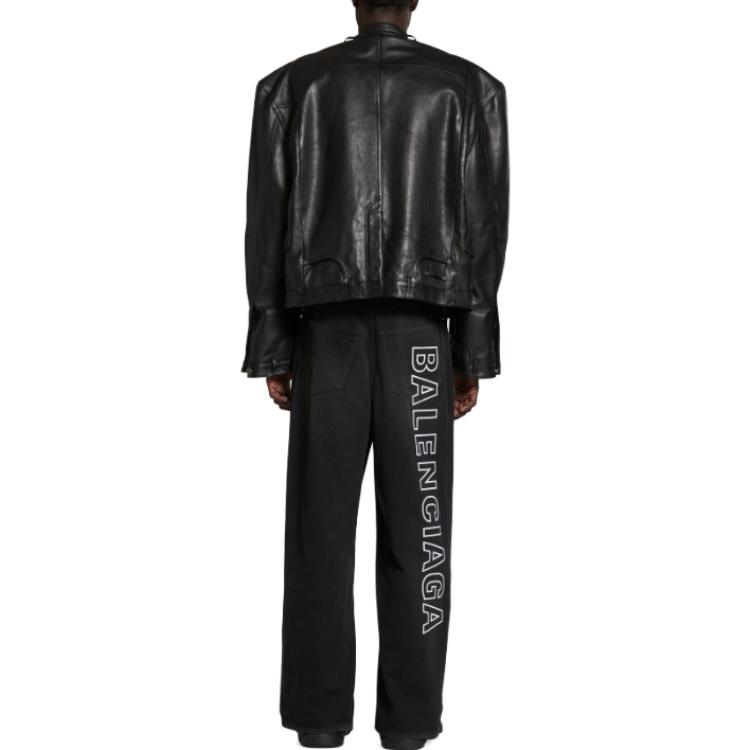 Purchase 巴黎世家黑色寬鬆輪廓字母印花長褲 (休閒版型) 767981TNW111672