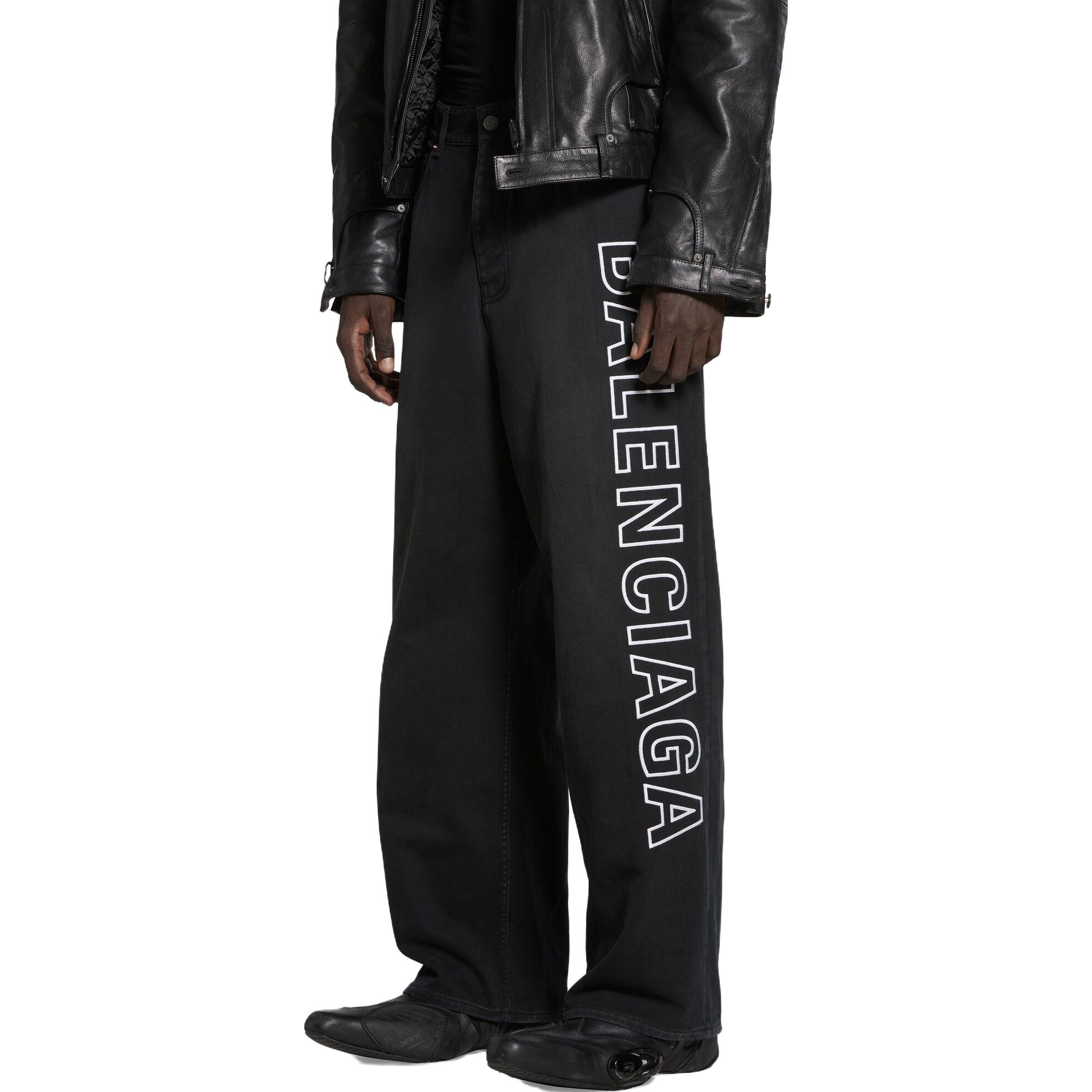 Sizing 巴黎世家黑色寬鬆輪廓字母印花長褲 (休閒版型) 767981TNW111672