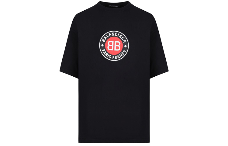 Balenciaga Oversized Black Double B Logo T-Shirt 612966TJVD61000